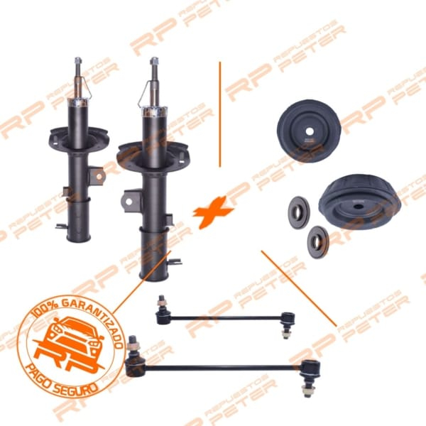 Pack suspensión Amortiguadores delanteros + cazoletas + bieletas para Hyundai Accent RB 1.4/1.6 / KIA Rio 3/4/5 1.2/1.4
