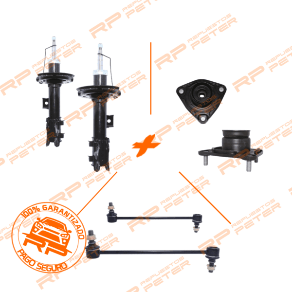 Pack suspensión Amortiguadores delanteros+ cazoletas + bieletas para Hyundai i30 1.6 desde 2007 a 2011