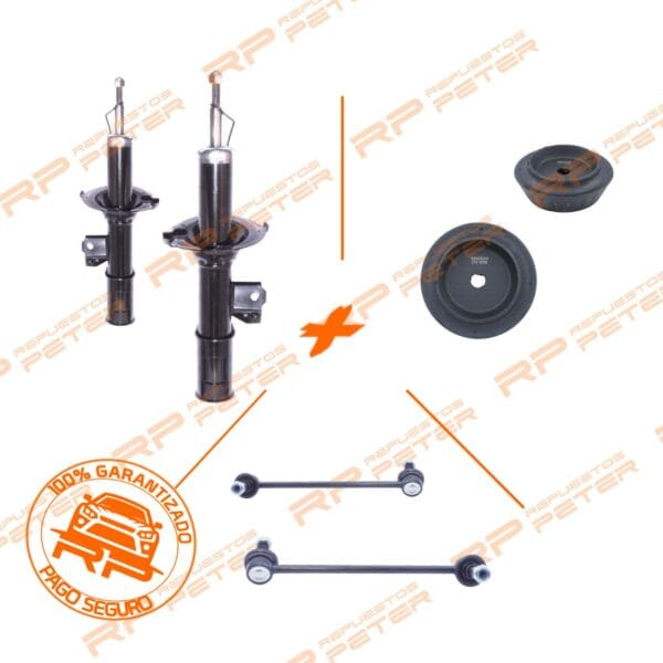 Pack suspensión Amortiguadores delanteros + cazoletas + bieletas para Hyundai i10 1.1 / Kia Morning 1.1