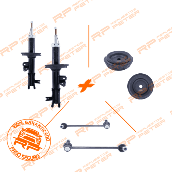 Pack suspensión Amortiguadores delanteros + cazoletas + bieletas para Kia Morning 1.0/1.2 2012 a 2016