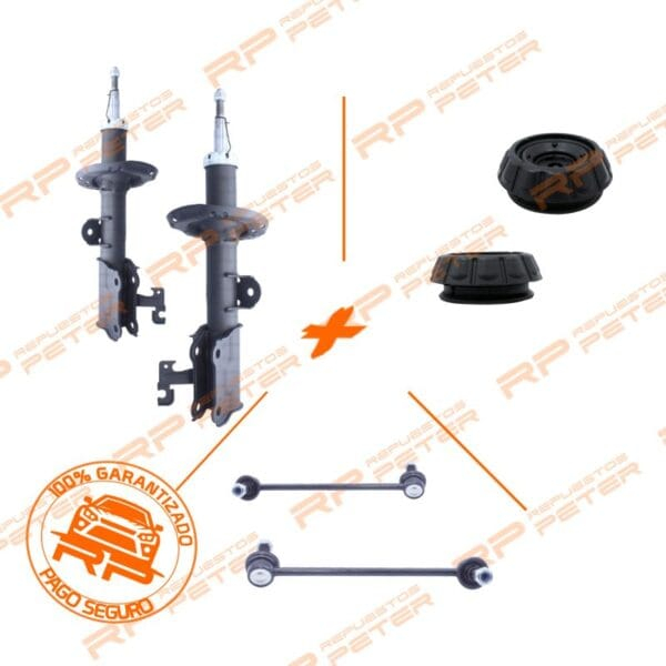 Pack suspensión Amortiguadores delanteros + cazoletas + bieletas para Kia Morning 1.0/1.2 2017 a 2024