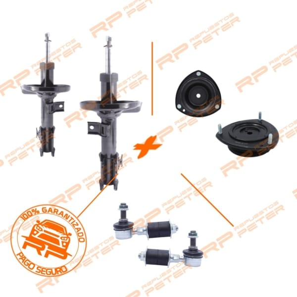 Pack suspensión Amortiguadores delanteros + cazoletas + bieletas para Suzuki Aerio 1.6/2.0/2.3 desde 2002 a 2010